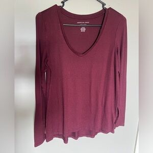 American Eagle Burgundy Soft & Sexy Long Sleeve Top Size Medium